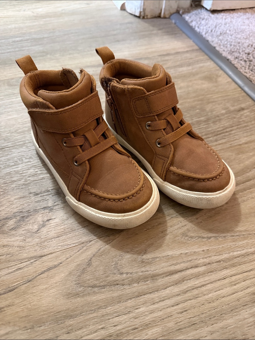 Kids Brown High-Top Casual Sneakers